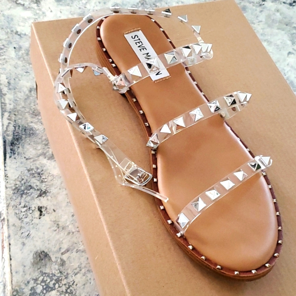Steve Madden travel clear studded sandals size 7.5